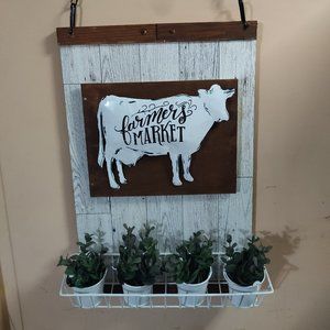 Farmhouse cow plant decoration